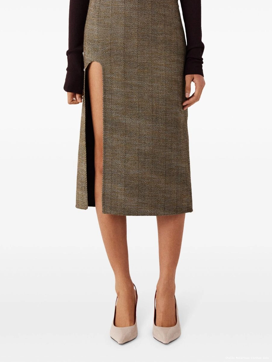 Cheap Women midi skirt Stella side-slit tweed McCartney 0717